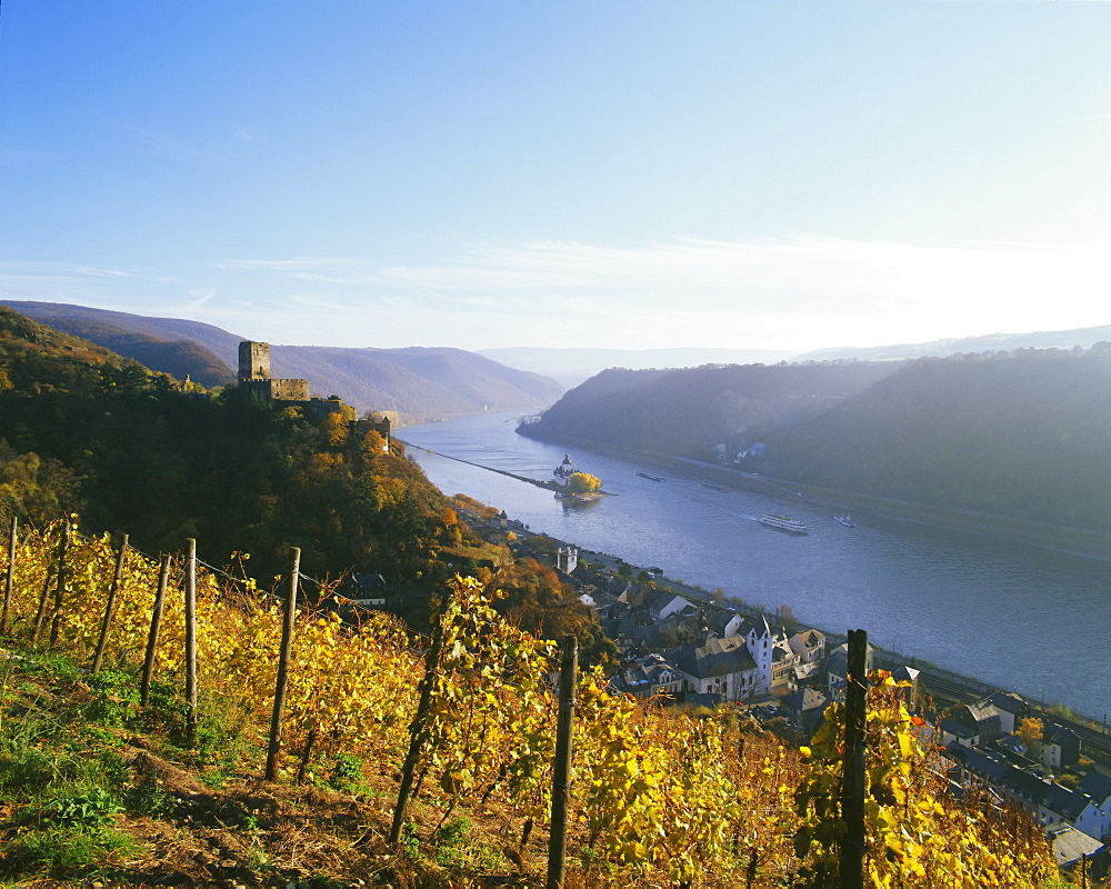 Kaub with Gutelfels Castle, Rhine Valley, Germany, Europe