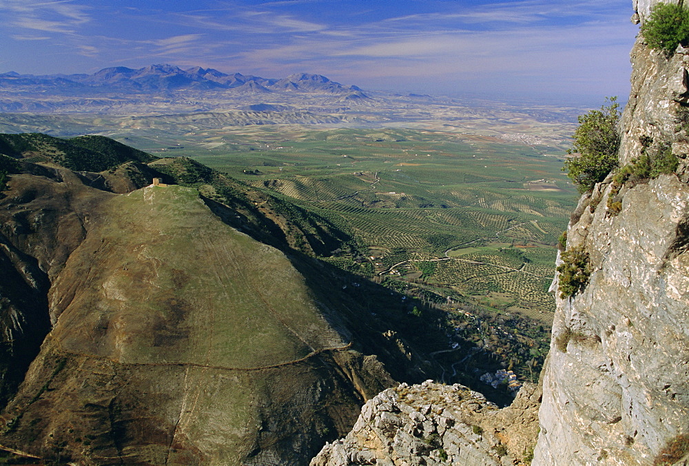 View from Cazorla National Park, olive groves in distance, Jaen Province, Andalucia (Andalusia), Spain, Europe