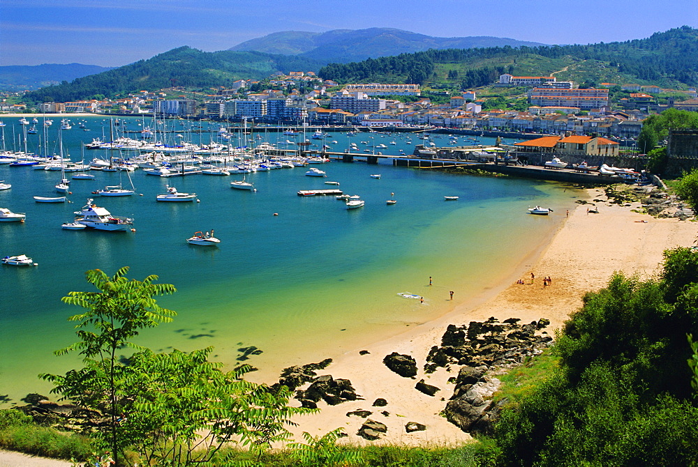 The harbour at Bayona, Galicia, Spain, Europe