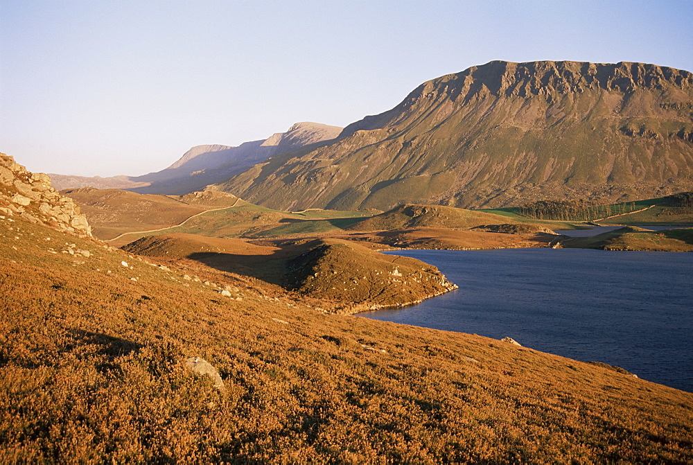 Cadair Idris (Cader Idris) mountain and Gregennen Lake, National Trust area, Snowdonia National Park, Gwynedd, Wales, United Kingdom, Europe