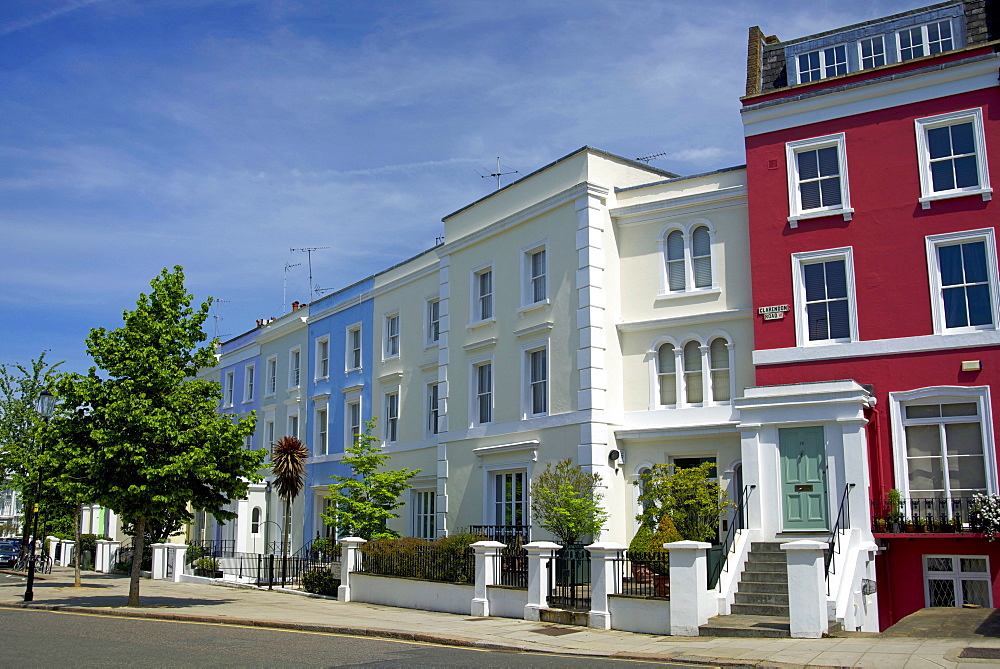 19th century Victorian terraced houses in Clarendon Road, Notting Hill, London, England, United Kingdom, Europe