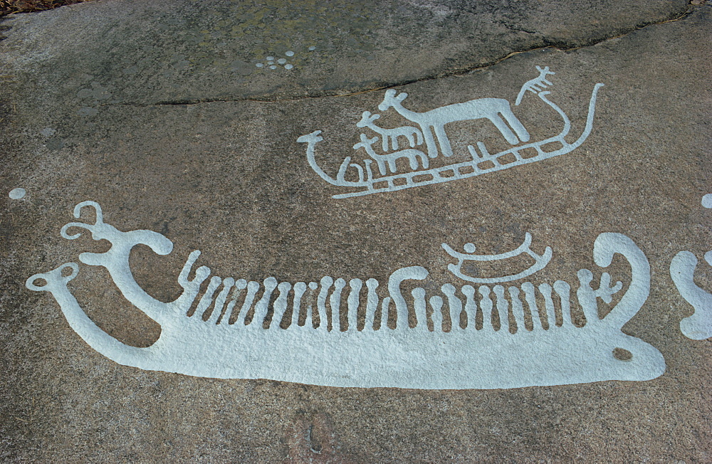 Bronze Age rock carvings dating from between 1500 and 1000 BC, Bohuslan, Tanum, UNESCO World Heritage Site, Sweden, Scandinavia, Europe