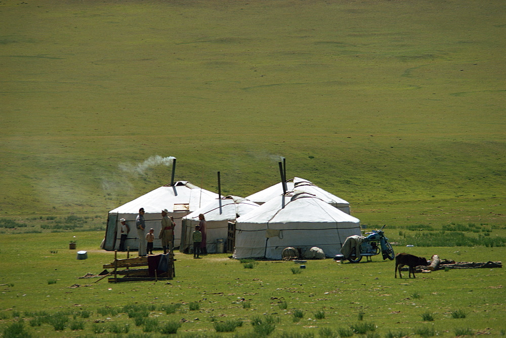 Yurts in a Ger camp near Hangay in Mongolia, Central Asia, Asia