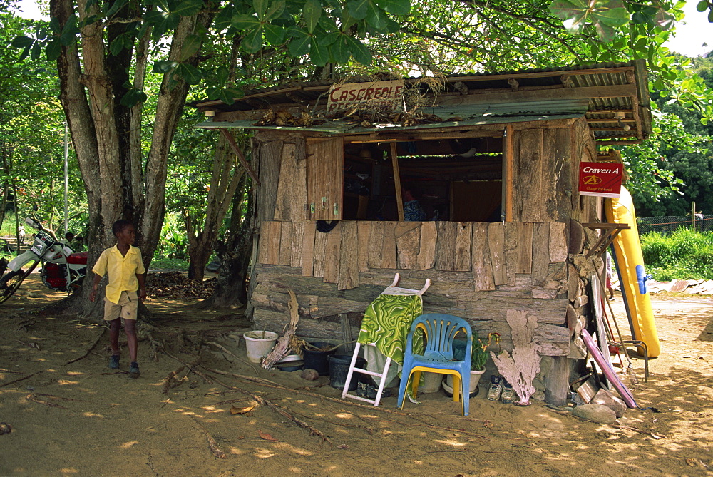 An old shack on the beach selling food and drinks, Castara, Tobago, West Indies, Caribbean, Central America