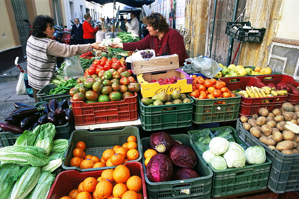 Street market, Sanlucar de Barrameda, Andalucia, Spain, Europe