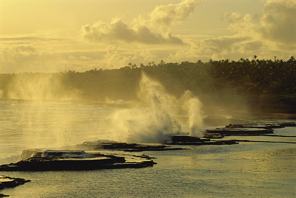 Houna blowholes in coral, Tongatapu Island, Tonga, Pacific Islands, Pacific