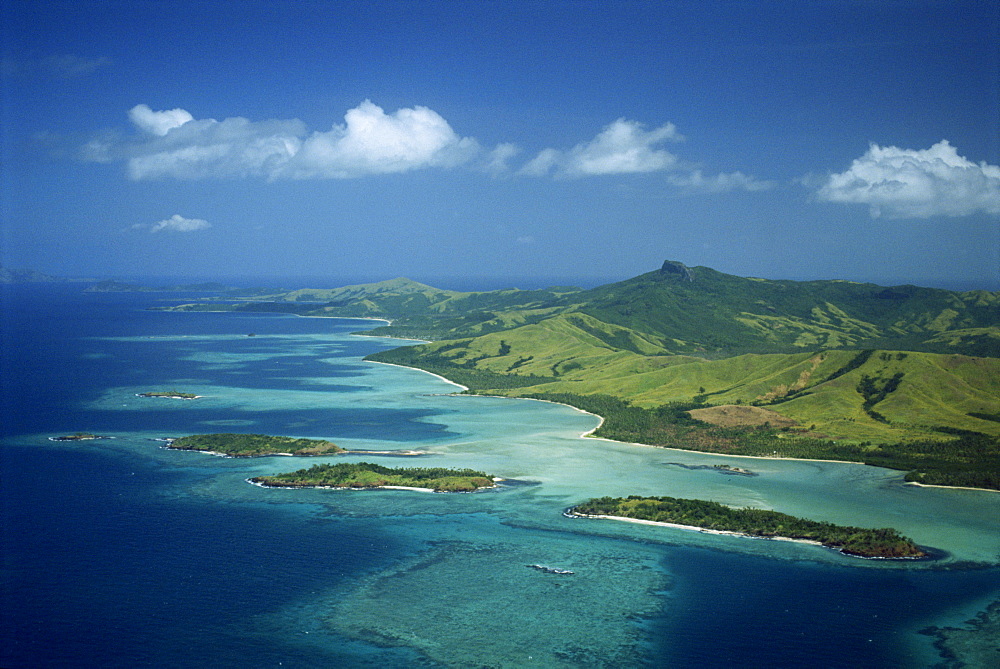 Aerial view over Yasawa Island, Fiji, Pacific Islands, Pacific