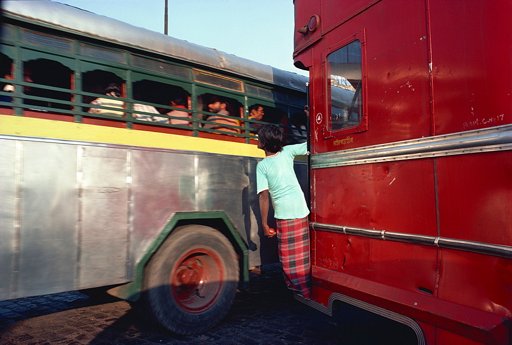 Detail of buses, Calcutta, West Bengal state, India, Asia