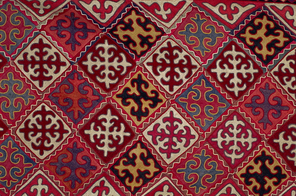 Traditional Kirghiz felt wall hanging, Bishkek, Kyrgyzstan, Central Asia, Asia