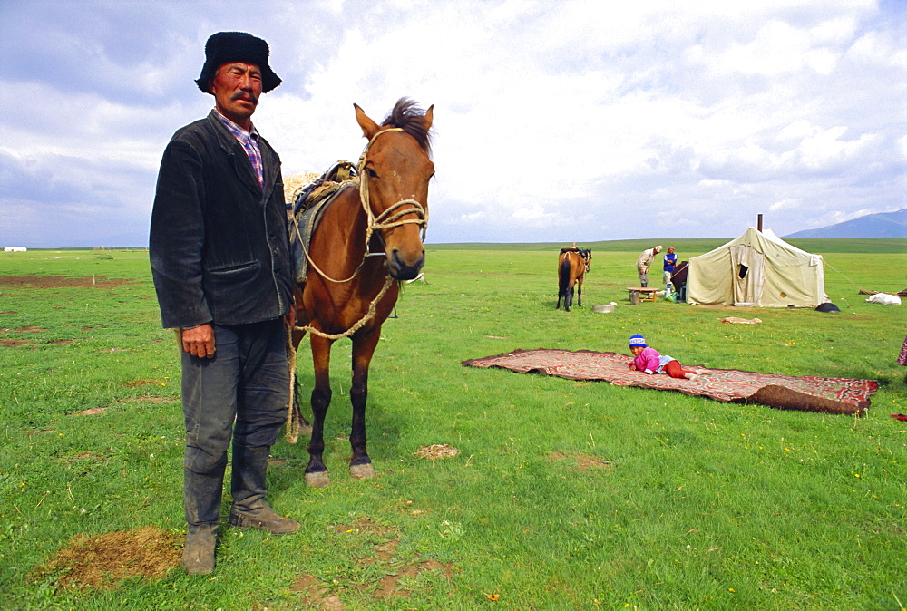 Nomad at home, Lake Son-Kul, Kyrgyzstan, Central Asia