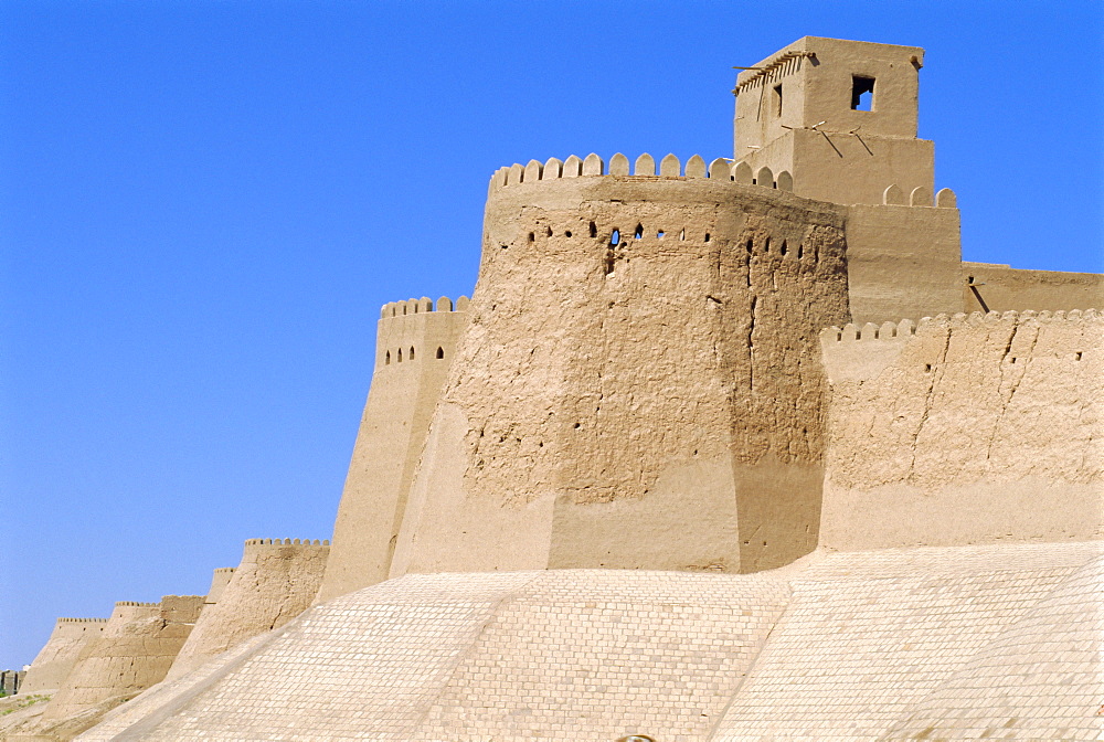 Khiva, old city walls by West Gate, Uzbekistan, Central Asia