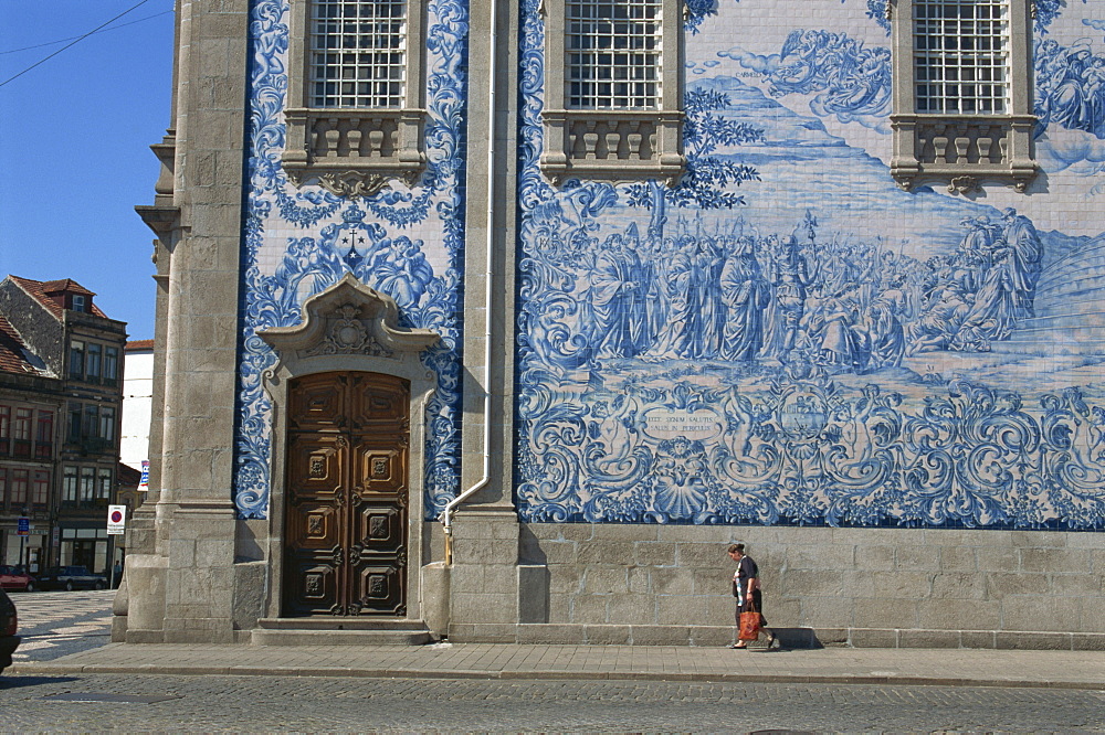 Azulejo panel on Carmo church, Oporto, Portugal, Europe