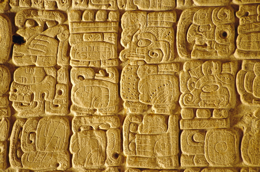 Mayan carvings on Stela, Tikal, Guatemala, Central America