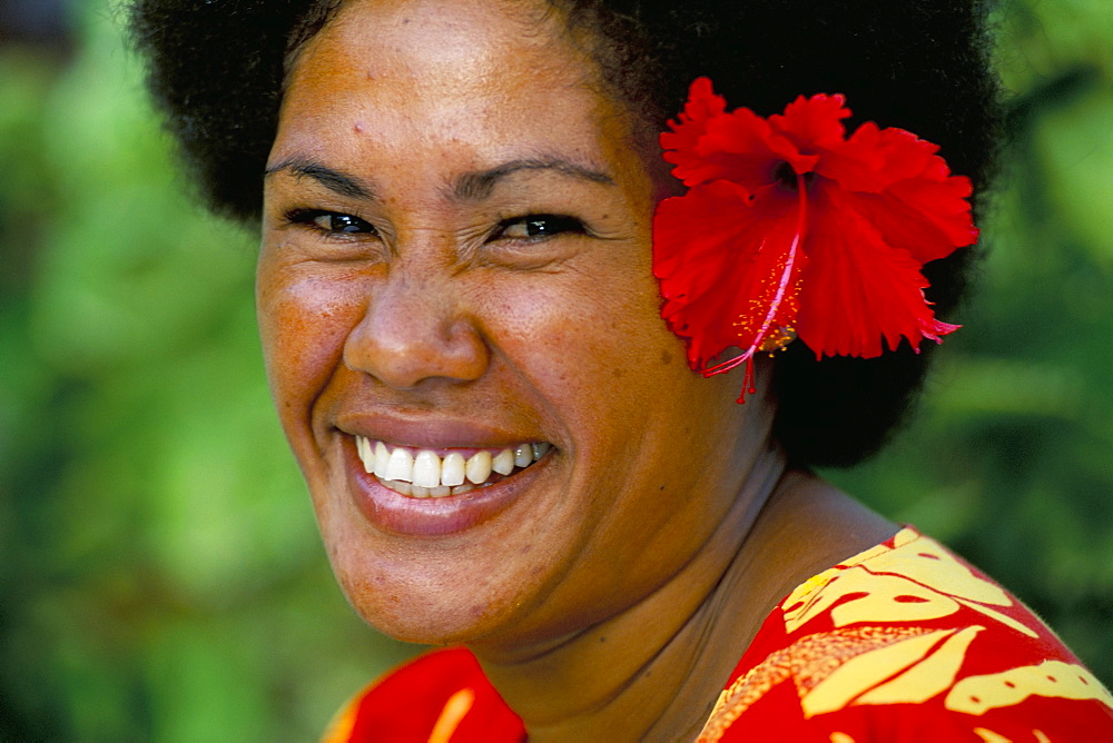 Portrait of a Melanesian woman, Qamea Island, Fiji, Pacific