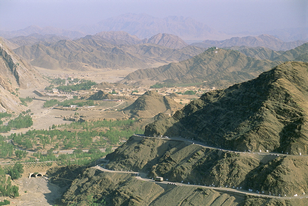 View into Afghanistan from the Khyber Pass, North West Frontier Province, Pakistan, Asia