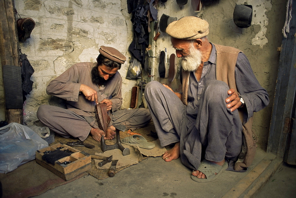 The shoe repair shop, Gilgit, Pakistan, Asia