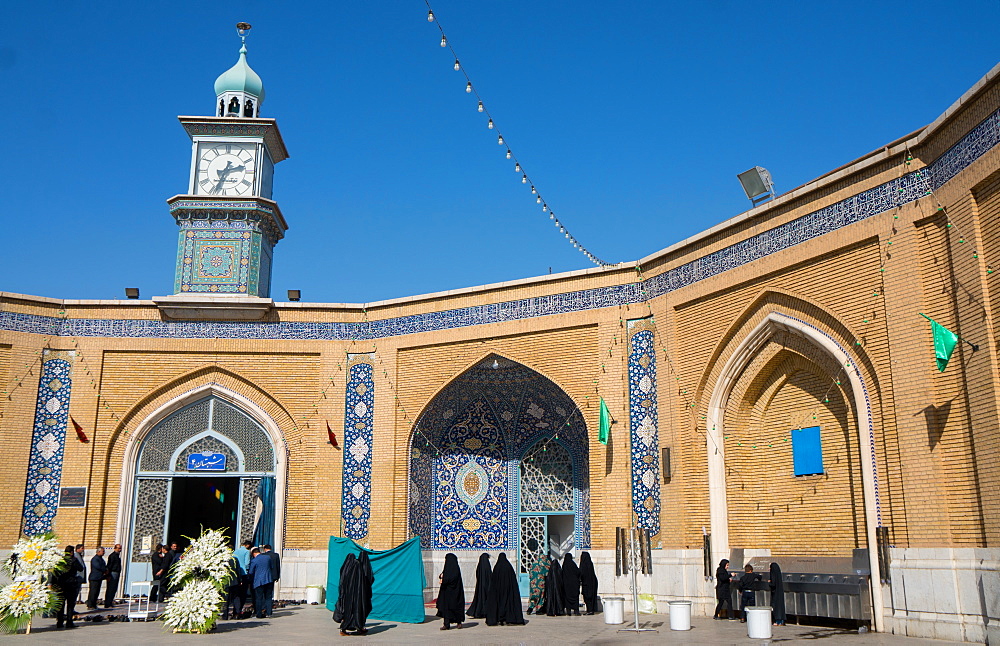 Separate male and female entrances for memorial service at Hazrat-e Masumeh (Holy Shrine), Qom, Iran, Middle East