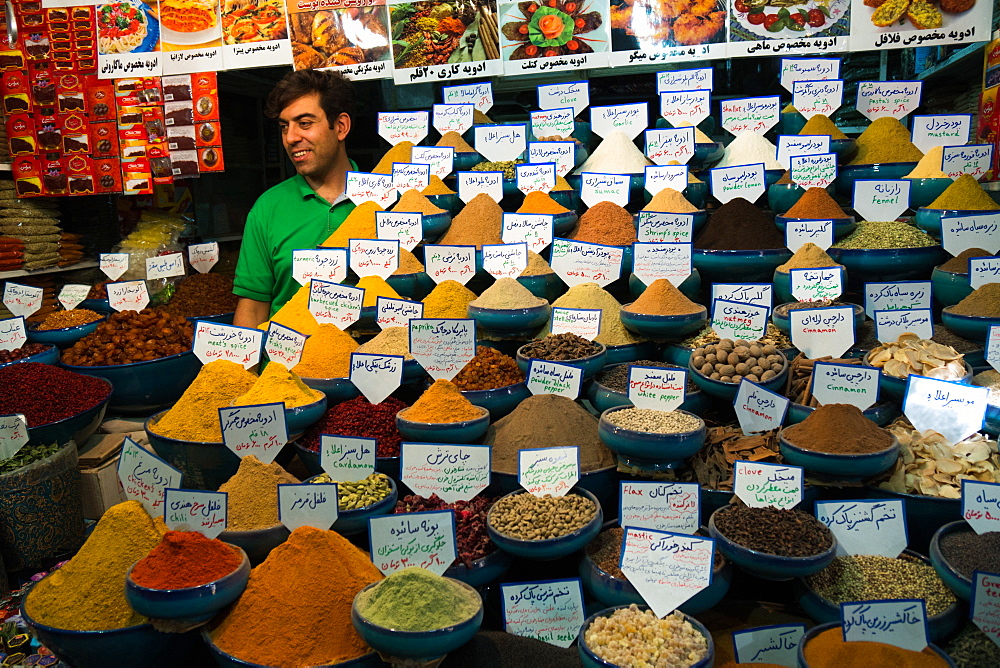 Spice shop, Bazaar-e Vakil (Regent's Bazaar), Shiraz, Iran, Middle East