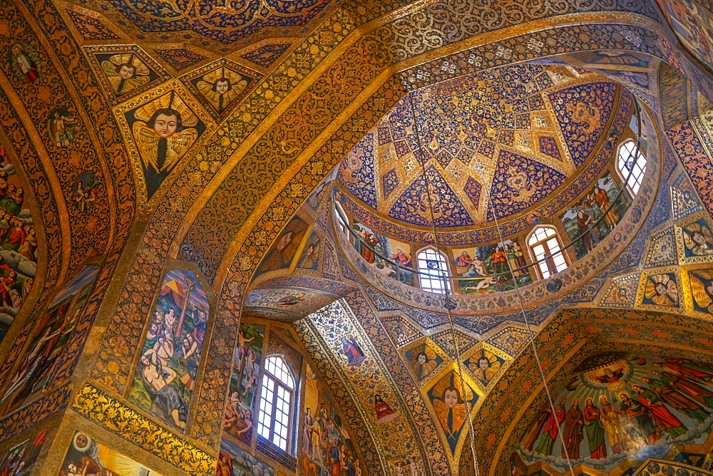 Interior of dome of Vank (Armenian) Cathedral, Isfahan, Iran, Middle East