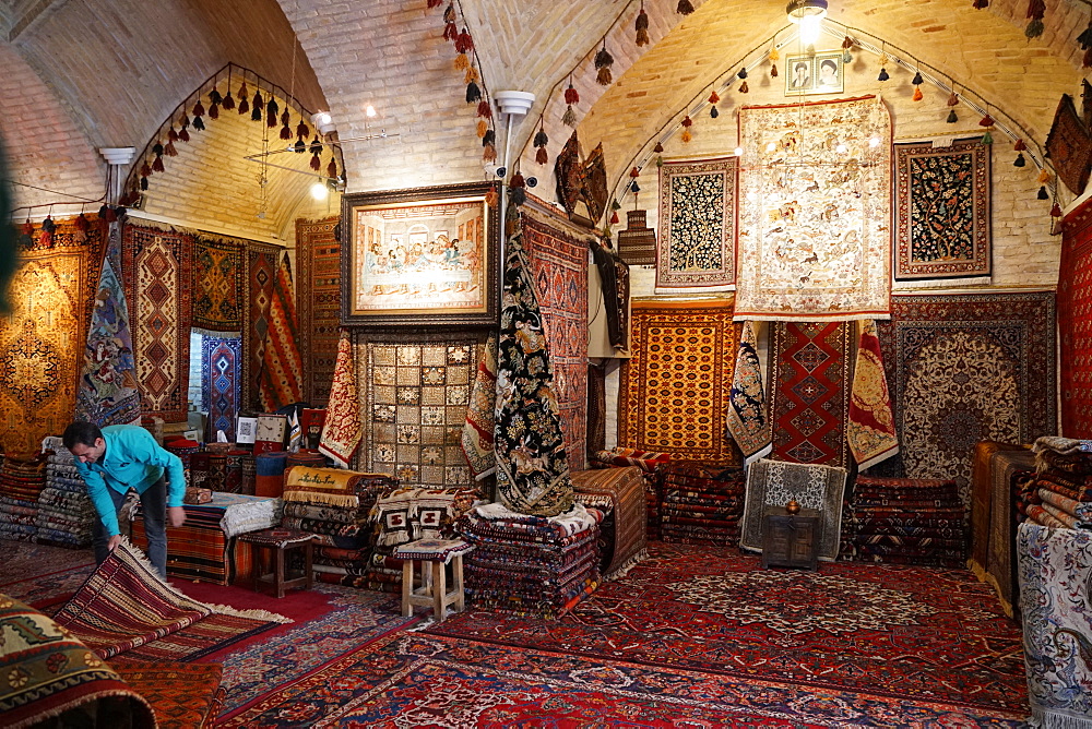 Carpet shop, Grand Bazaar, Isfahan, Iran, Middle East