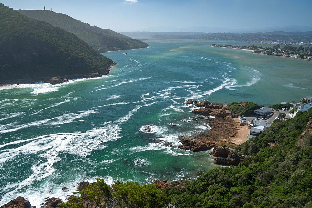 View inland across the lagoon from The Heads, Knysna, Western Cape, South Africa, Africa