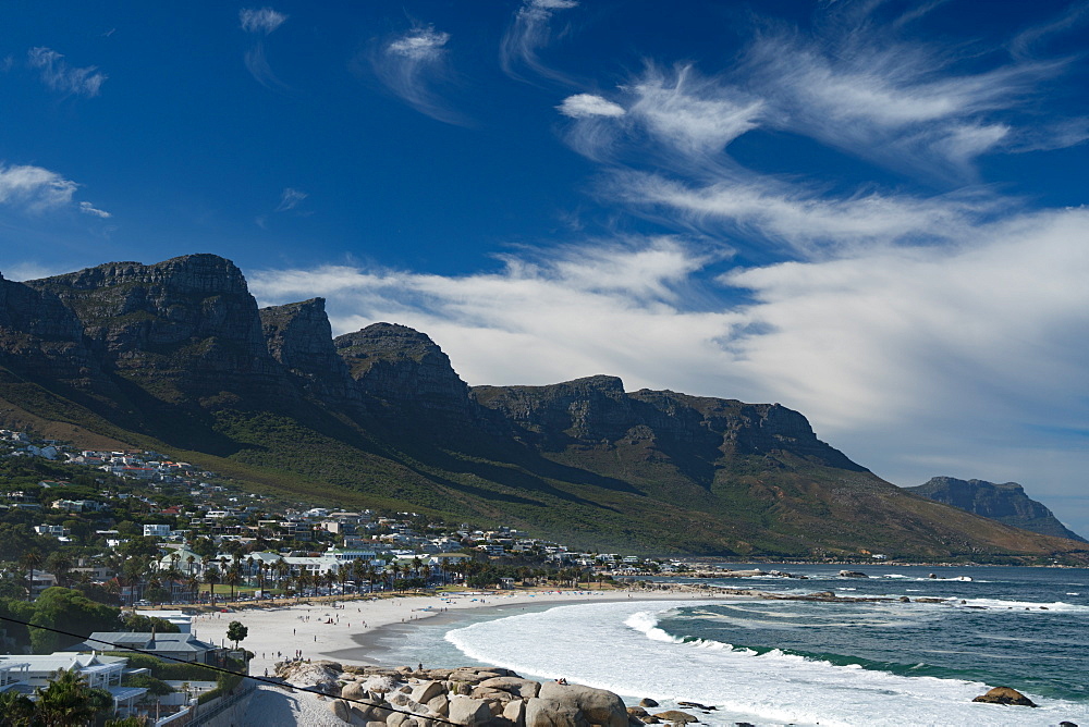 View across Camps Bay, Cape Town, South Africa, Africa