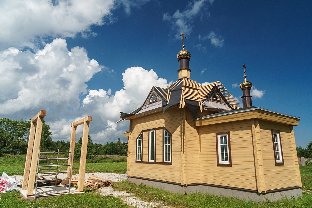 Brand new Russian Orthodox church, Old Believers' village, very orthodox Russian Orthodox, on Russian border, Varnja, Estonia, Europe