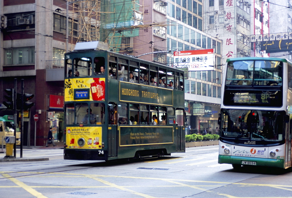 Tram, Des Voeux Road, Central, Hong Kong Island, Hong Kong, China, Asia