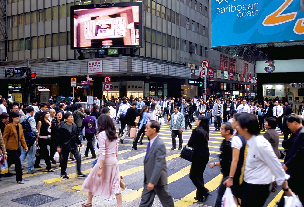 Busy street, Central, Hong Kong Island, Hong Kong, China, Asia