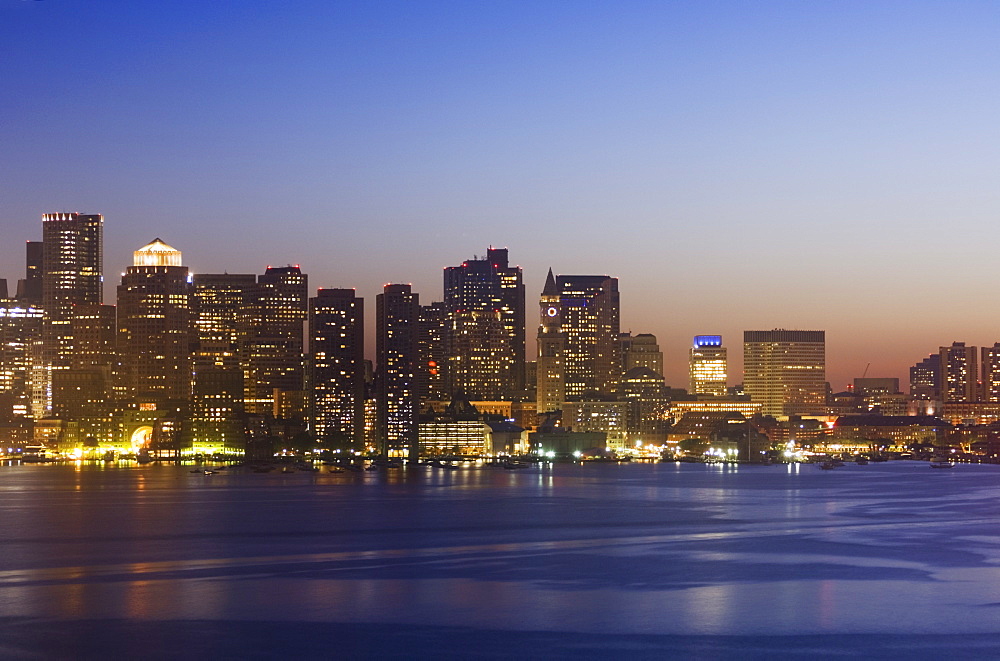 City skyline at dusk, Boston, Massachusetts, USA