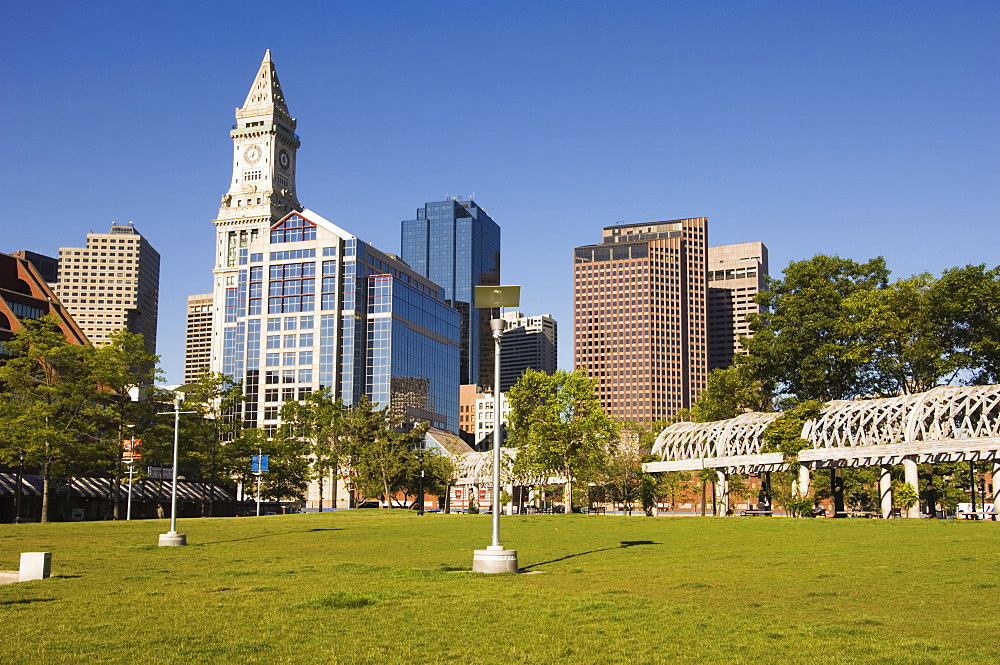 The Financial District from Christopher Columbus Park, Boston, Massachusetts, USA