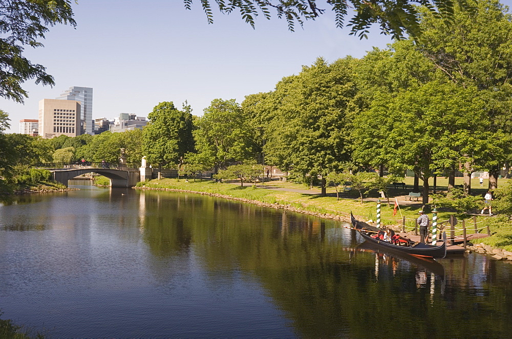 Gondola on Storrow Lagoon, Charles River, Boston, Massachusetts, New England, United States of America, North America