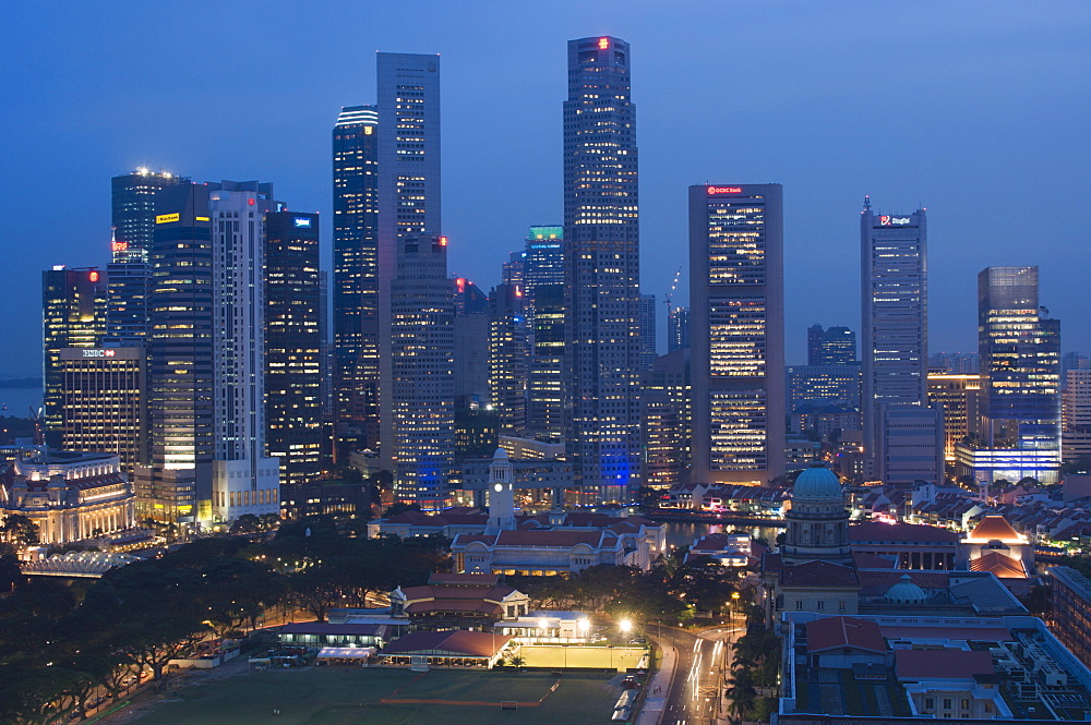 City skyline at dusk, Singapore, South East Asia