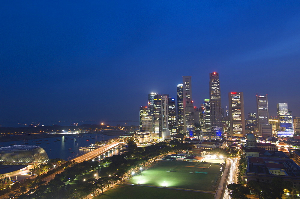 City skyline at dusk, Singapore, South East Asia