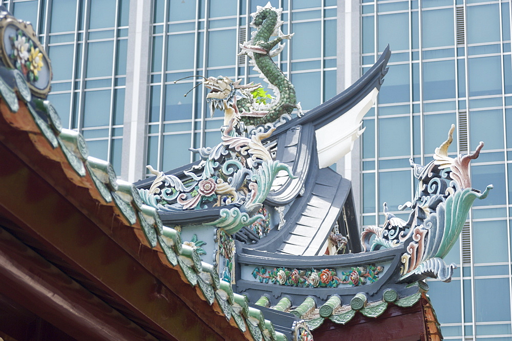 Temple roof detail, Thian Hock Keng Temple, Chinatown, Singapore, South East Asia