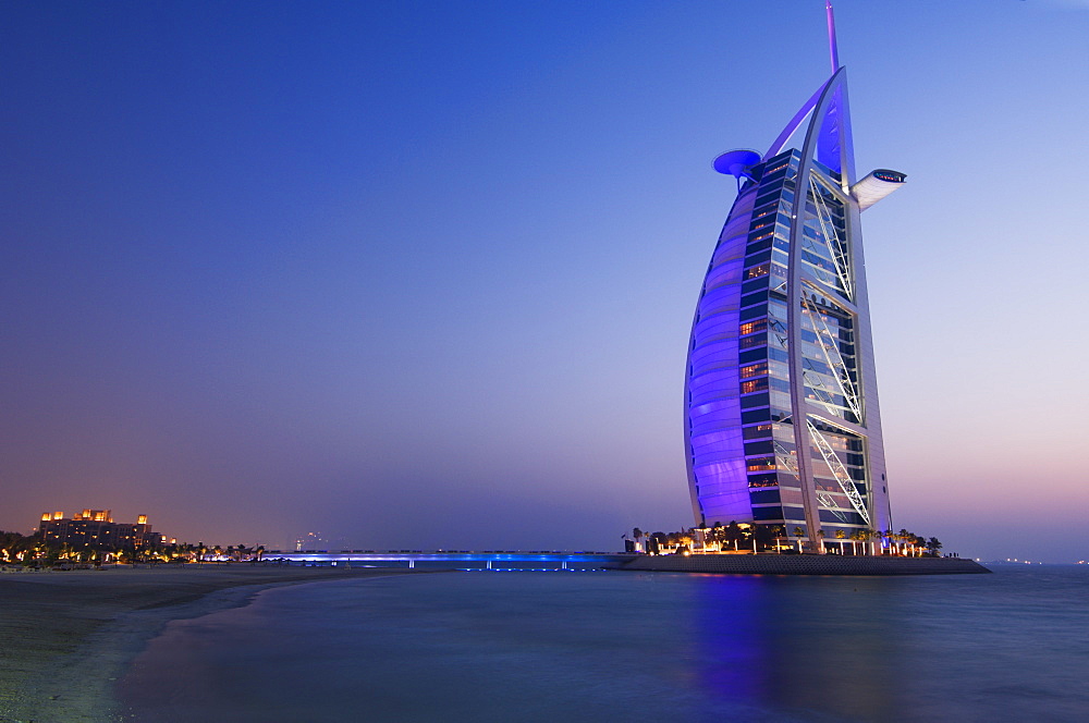 Sunset, Burj Al Arab Hotel, Dubai, United Arab Emirates, Middle East