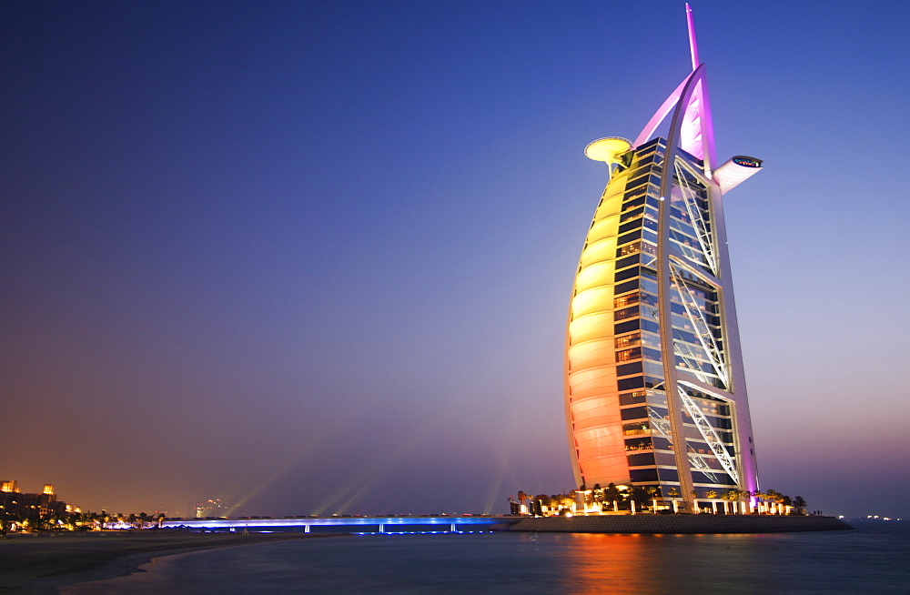 Sunset, Burj Al Arab Hotel, Dubai, United Arab Emirates, Middle East