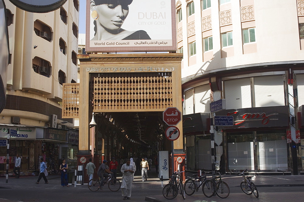 Entrance to the Gold Souk, Deira, Dubai, United Arab Emirates, Middle East