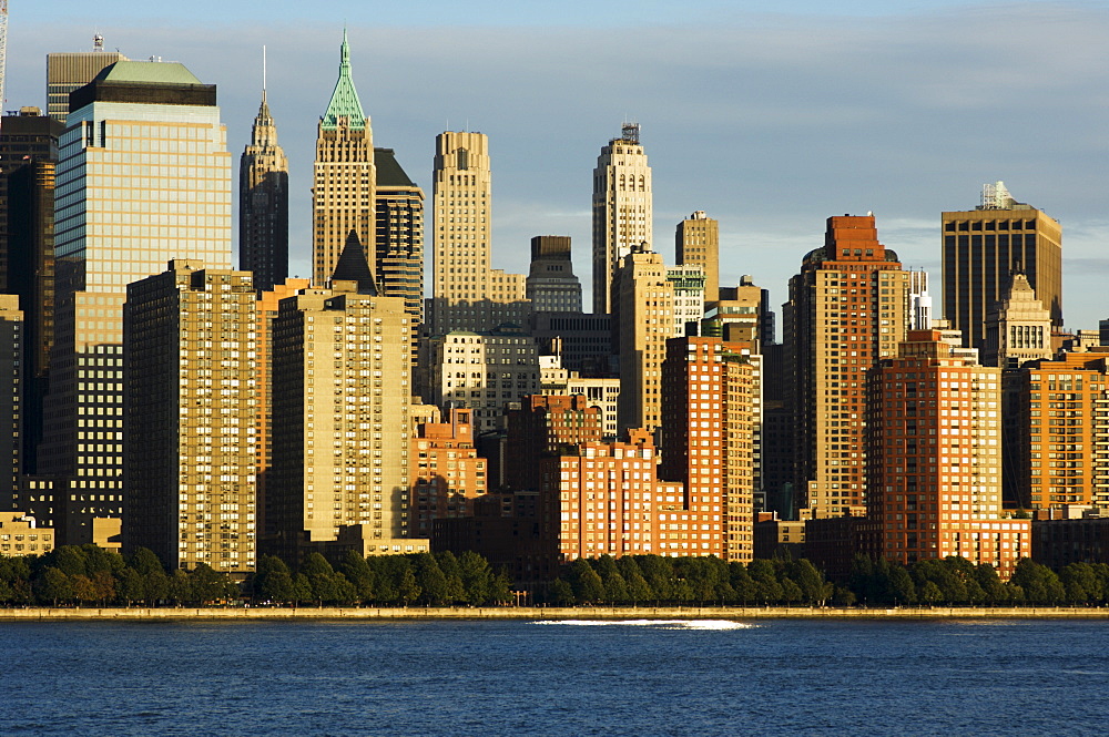 Lower Manhattan Financial District skyline across the Hudson River, New York City, New York, United States of America, North America