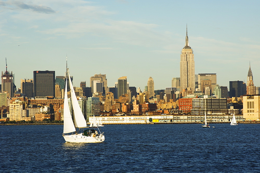 The Empire State Building and Midtown Manhattan Skyline across the Hudson River, New York City, New York, United States of America, North America