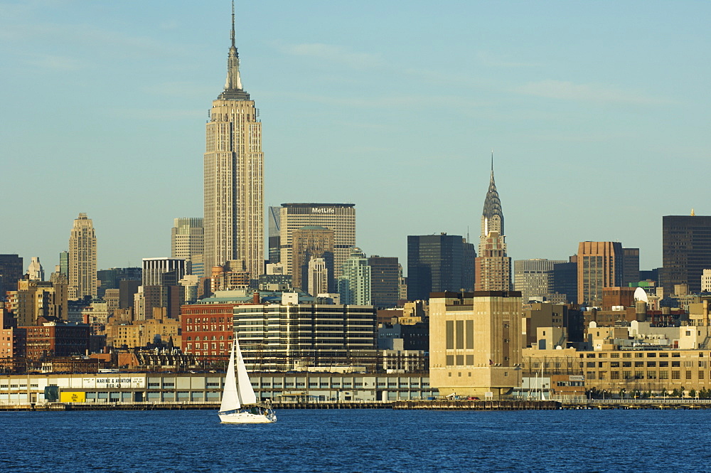 The Empire State Building and Midtown Manhattan skyline across the Hudson River, New York City, New York, United States of America, North America