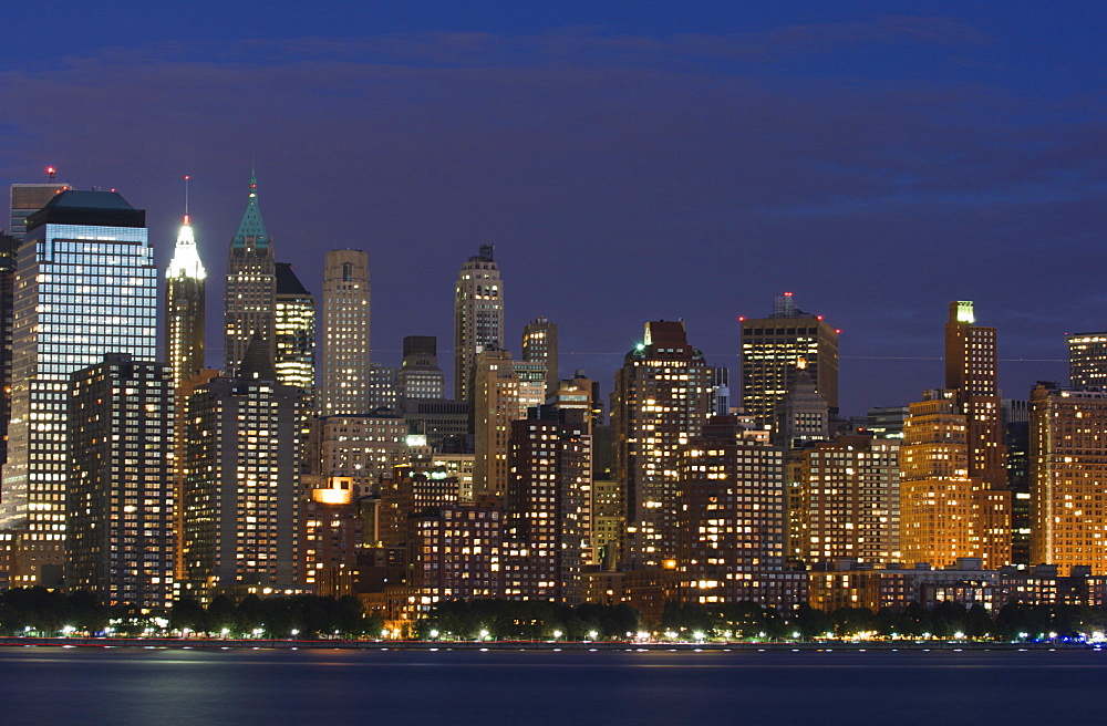 Lower Manhattan skyline across the Hudson River, New York City, New York, United States of America, North America