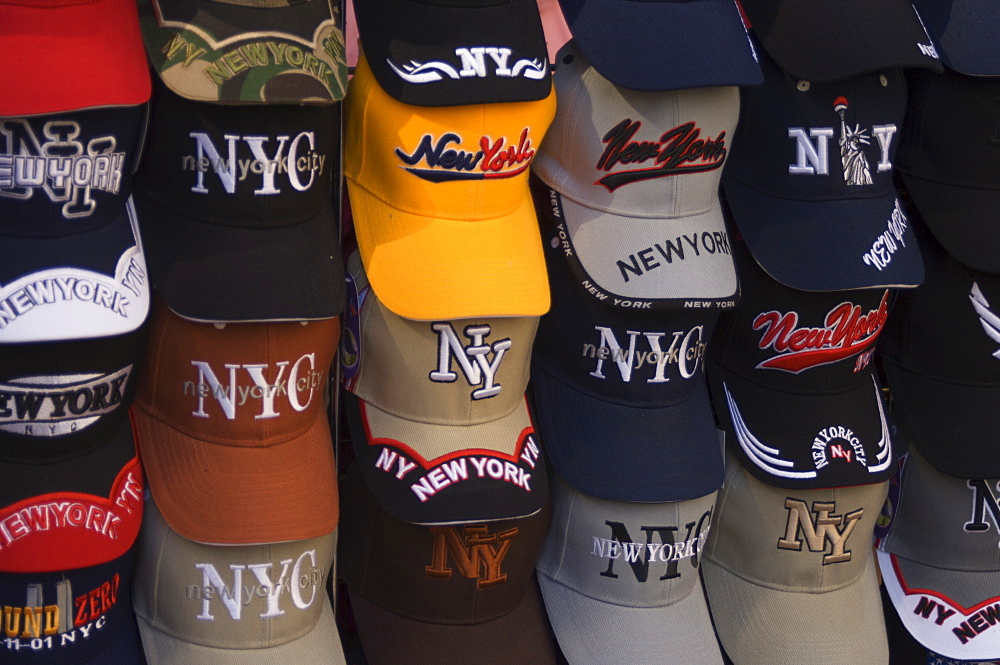 Souvenir baseball hats, New York City, New York, United States of America, North America