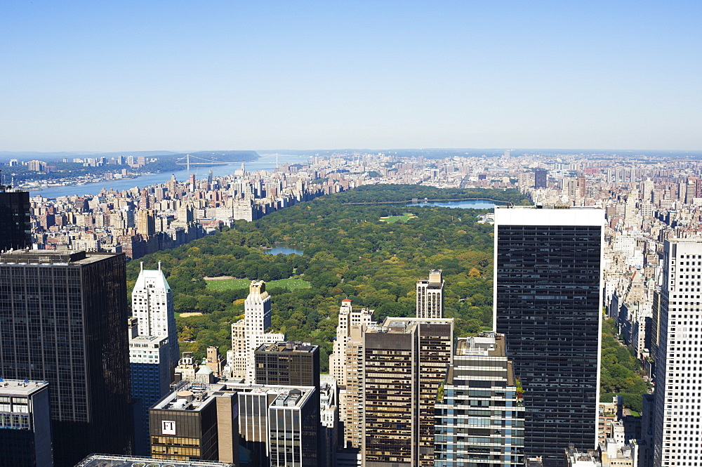 High view of Central Park and Upper Manhattan, New York City, New York, United States of America, North America