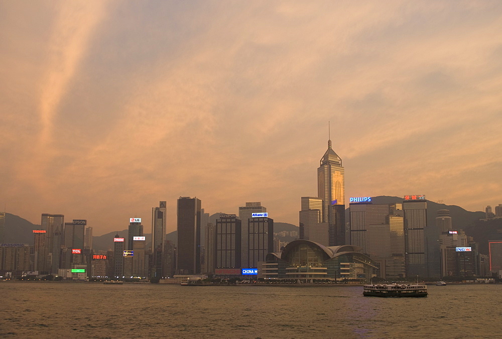 Wanchai District across Victoria Harbour, Hong Kong Island, Hong Kong, China, Asia