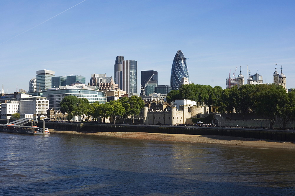 City of London financial district seen from the River Thames, London, England, United Kingdom, Europe