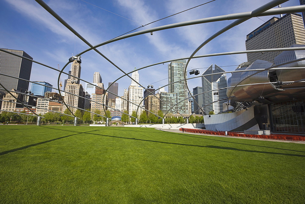 Jay Pritzker Pavilion designed by Frank Gehry, Millennium Park, Chicago, Illinois, United States of America, North America