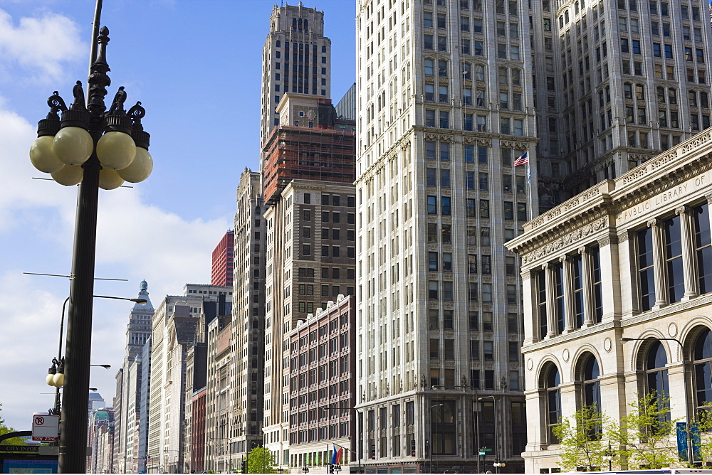 Buildings along North Michigan Avenue, Chicago, Illinois, United States of America, North America