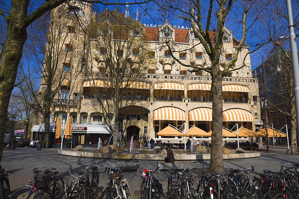 The American Hotel, a famous Art Nouveau style building in Leidseplein, Amsterdam, Netherlands, Europe