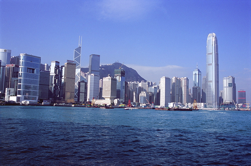 Hong Kong Island skyline from Victoria Harbour, Hong Kong, China, Asia